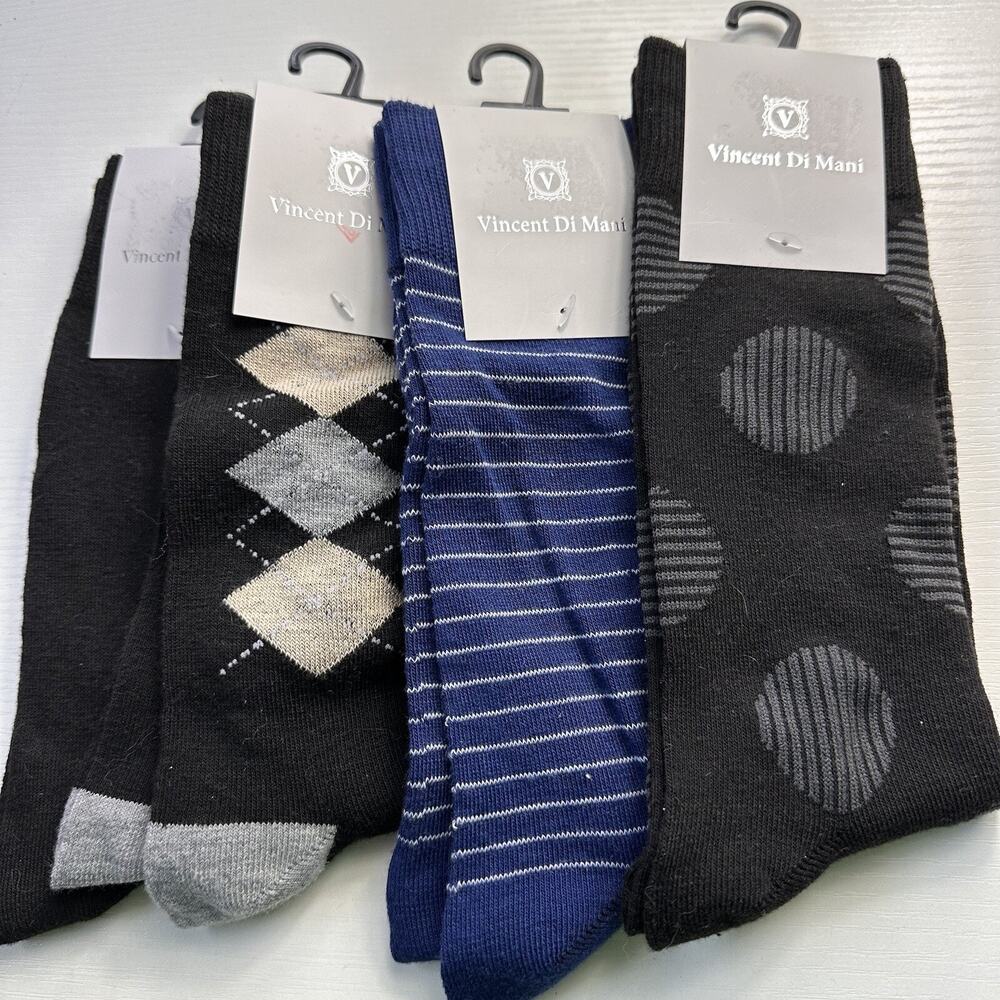 Vincent Di Mani Dress Socks FOUR (4) Pairs L/XL New